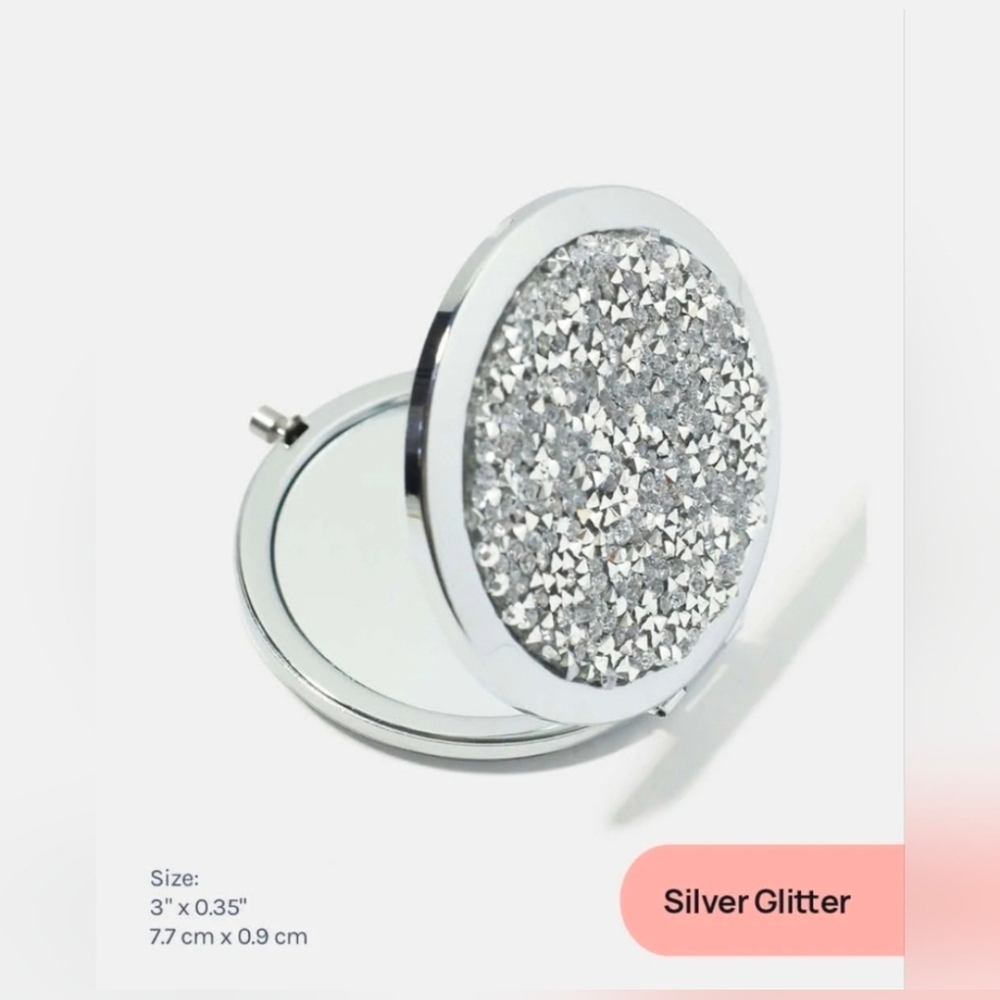 Silver Rhinestone Compact Mirror BNIB